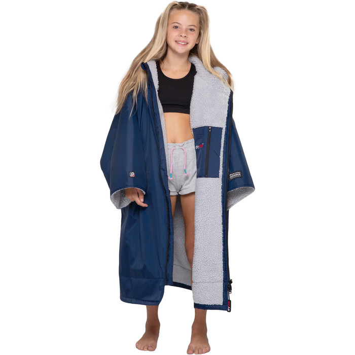 2024 Dryrobe Junior Advance Kurzrmeliges Wechselkleid Robe V3 V3KSS - Marineblau / Grey